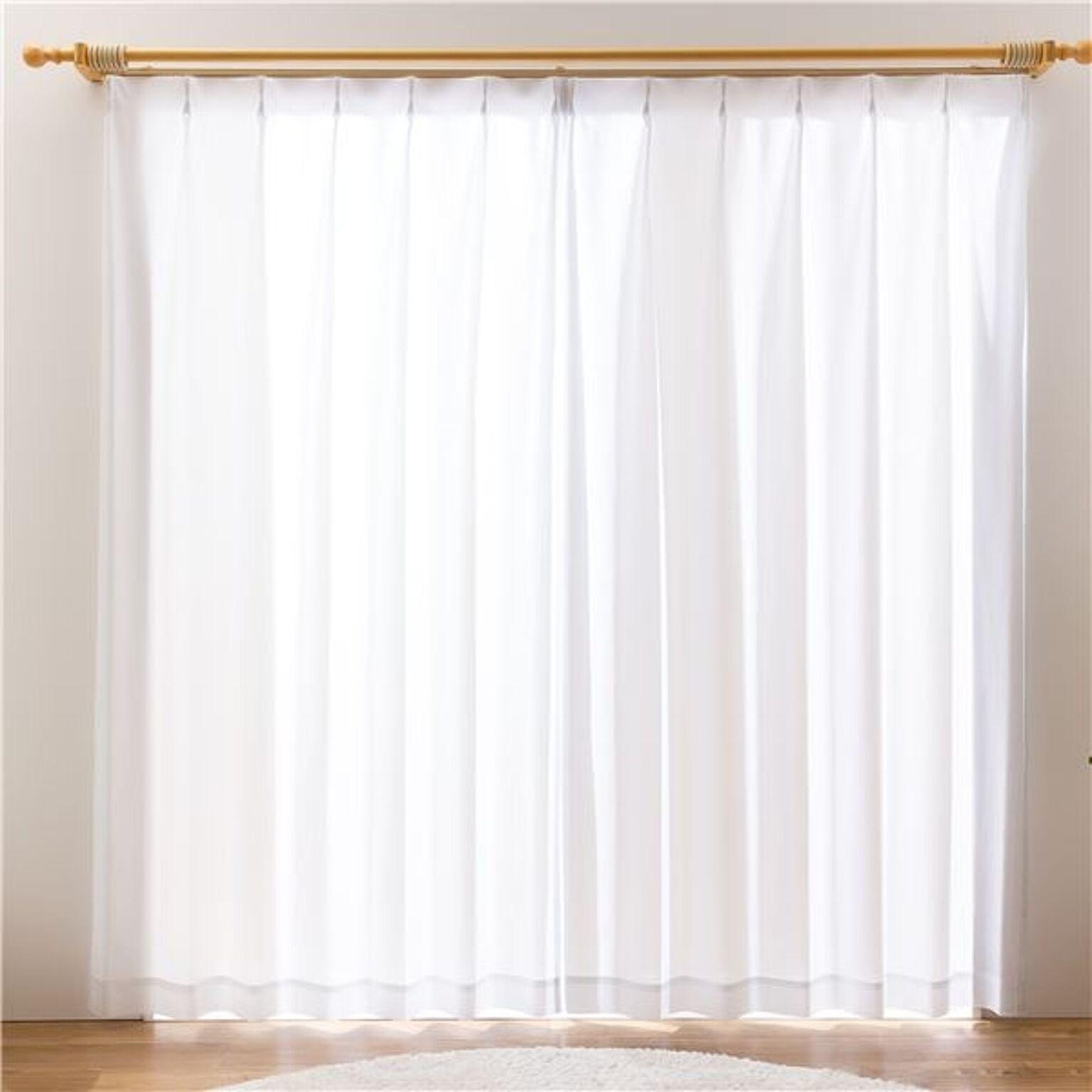 レースカーテン 2枚組 幅100×丈133cm ホワイト 洗える UVカット 90％以上 遮熱 遮像 アジャスターフック リビング ベッドルーム