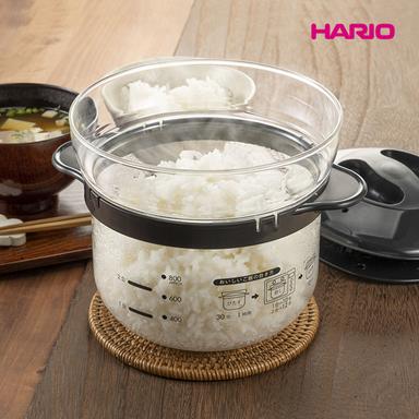 HARIO ハリオ 耐熱ガラス製 電子レンジ 炊飯器 ご飯釜 炊飯鍋 ミニ 一人暮らし 1合 2合