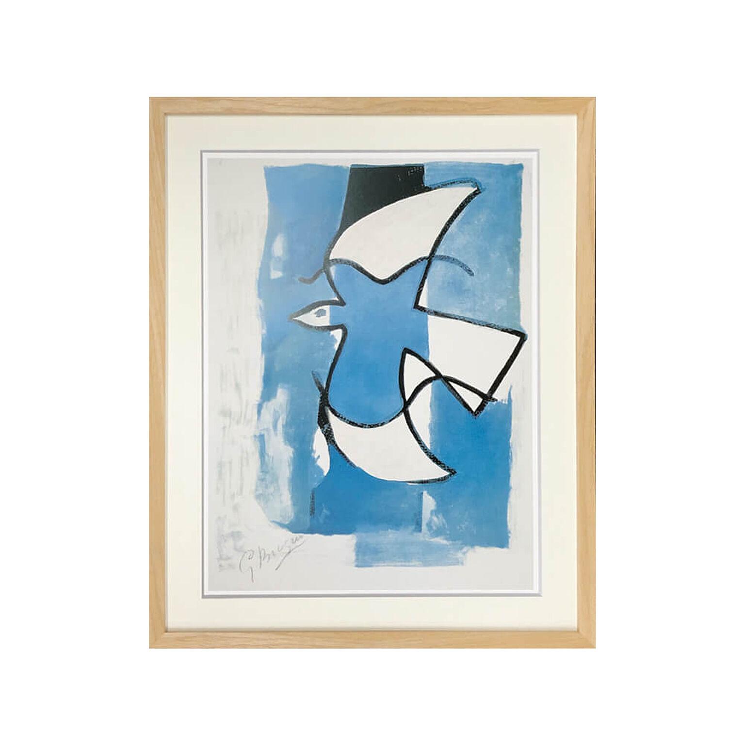 Georges Braque（ジョルジュ ブラック） L'oiseaux bleu et gris アートポスター（フレーム付き） m12686