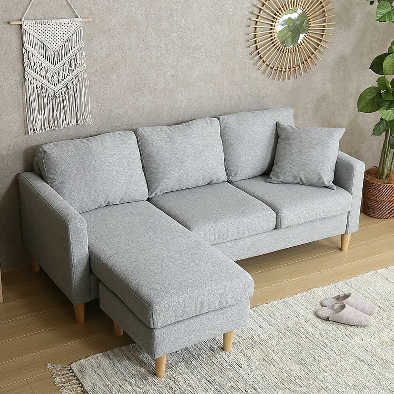 CC86美品アウトレット143cm幅北欧風コーナー型カウチソファBR PVC 無くなる 