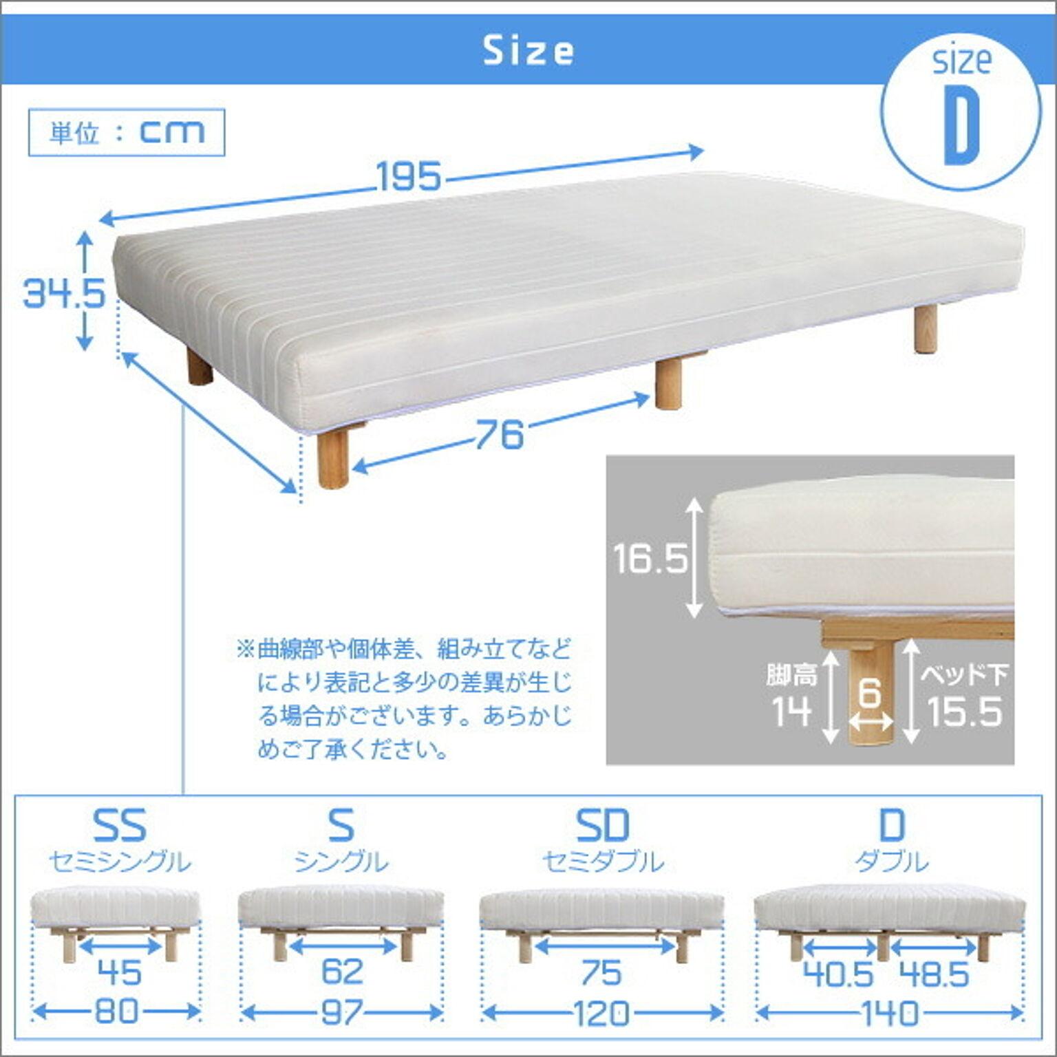 脚付き マットレス ベッド ダブル 幅約140cm ポケットコイル ホワイト 木製脚付き ロールマットレス 組立簡単 マットレスベッド 脚付きマットレス ダブルベッド 寝具