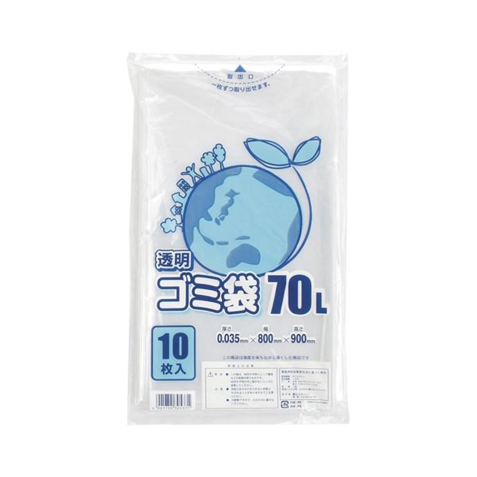 （まとめ） シモジマ LDポリ 透明ゴミ袋 70L 10枚入 035E 【×20セット】