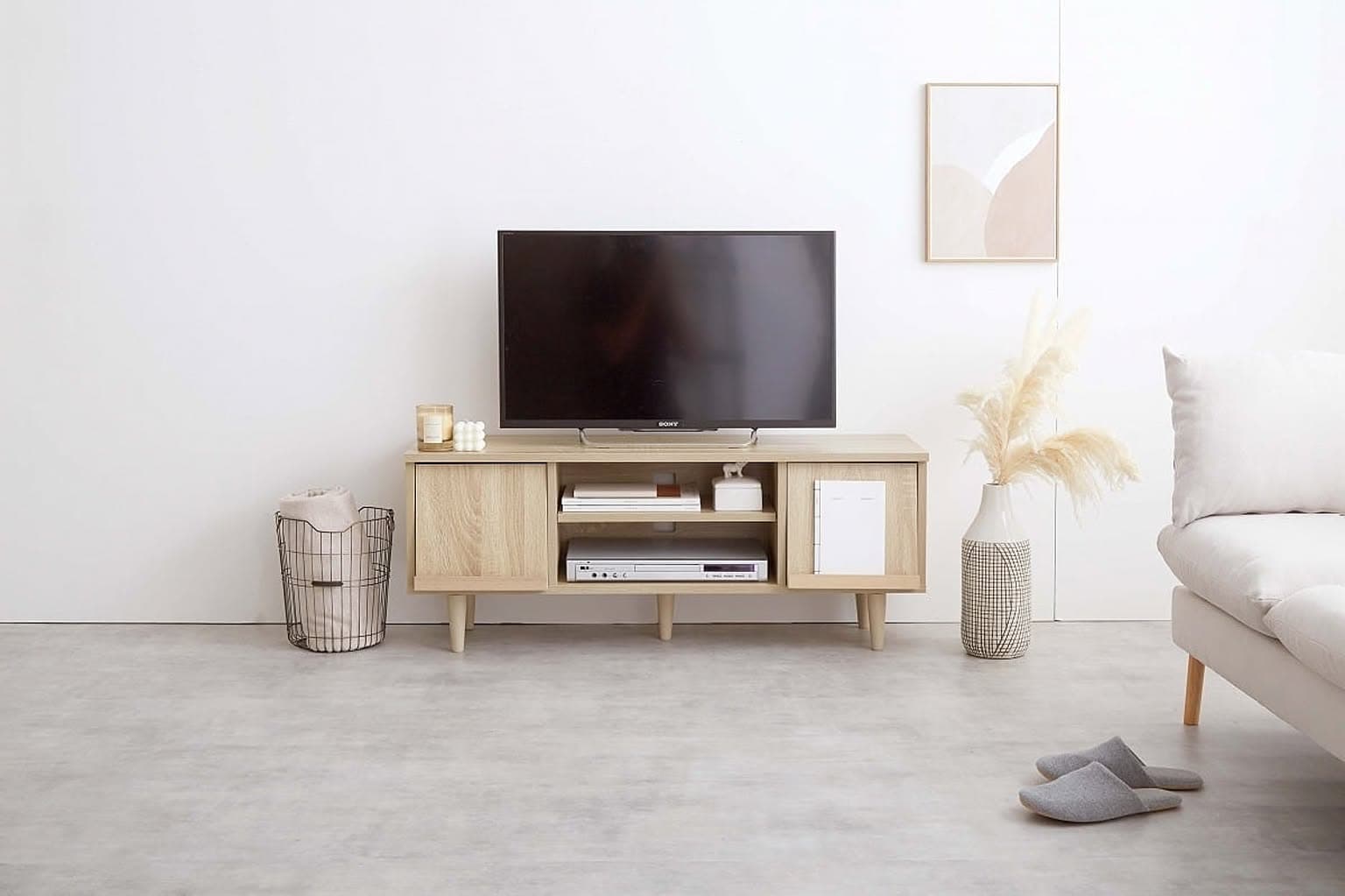 ホワイト予【NA完売】テレビ台 滑る シンプル コンパクト ロータイプ 収納 