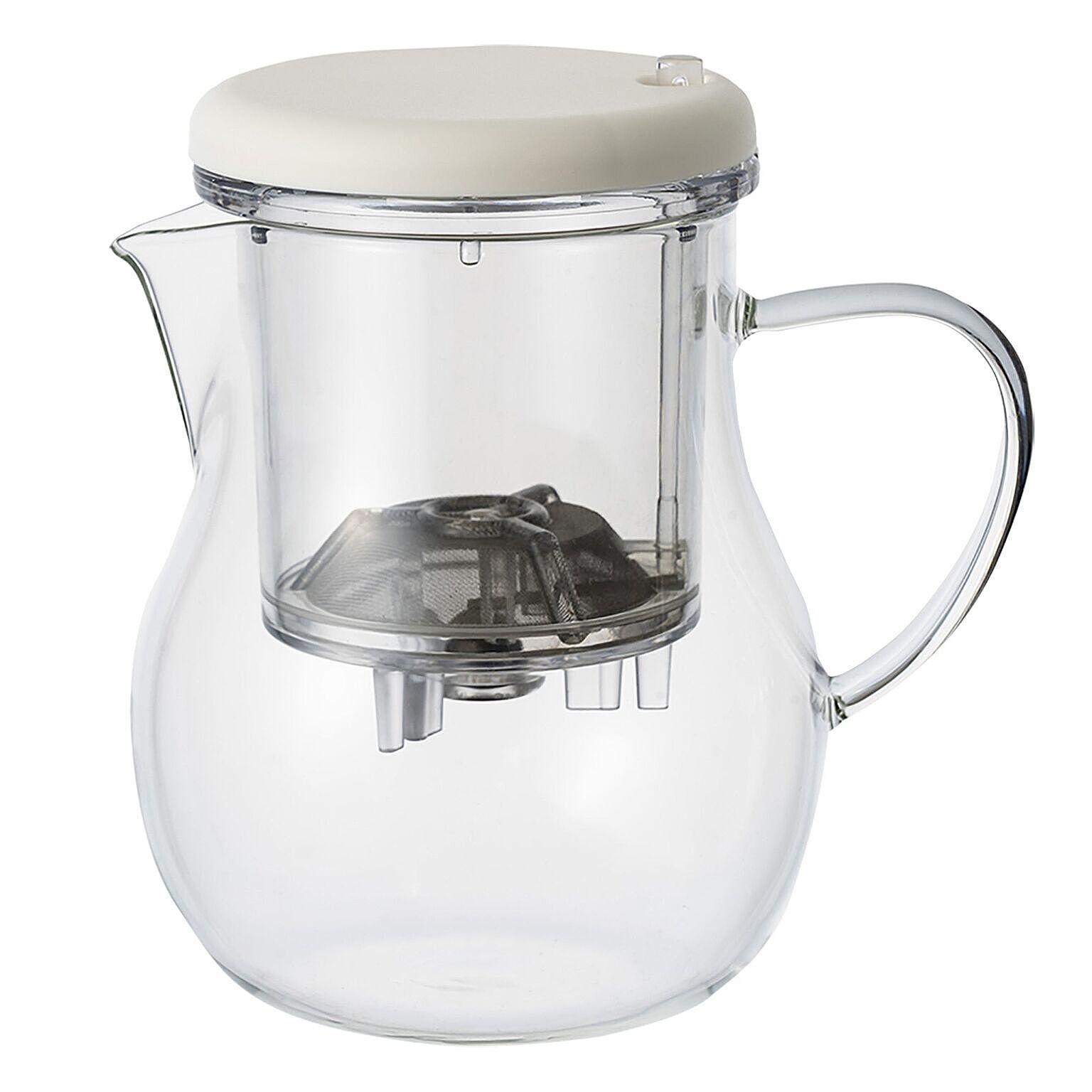 TEAPUSH マックマー ティーポット 耐熱ガラス製 茶こし付き ワンプッシュ抽出 1人～2人用 700ml コンパクト クリア 急須