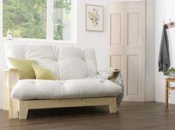 LAXZERIA 天然木 すのこソファベッド セミダブル ホワイト 140cm フレーム＋布団セット