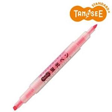 （まとめ）TANOSEE キャップが外しやすい蛍光ペン ツイン ピンク×10本