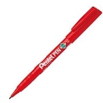 （まとめ）ぺんてる ペン ENMS50-B 細字 丸芯 赤×30セット