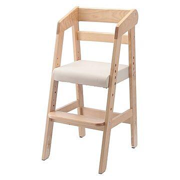 ベビーチェア 子供椅子 幅35×奥行41×高さ74.5cm ナチュラル 木製 合皮 高さ調整可 プレゼント ギフト 贈り物【代引不可】