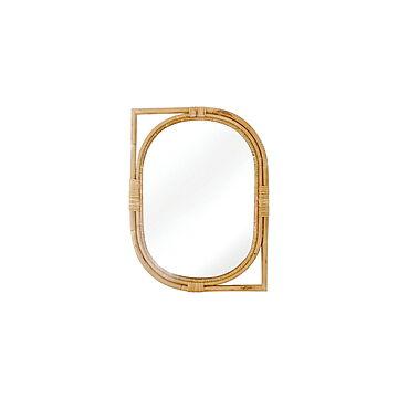 JUGLAS ユグラ リーフミラー ウォールミラー フェイスミラー 鏡 かがみ 壁掛け 丸形 円形 楕円 オーバル ラタン 籐 天然素材 おしゃれ かわいい アンティーク 北欧 玄関 リビング Cre