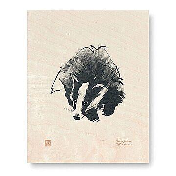 木のポスター Teemu Jarvi 24x30 Badger アナグマ POWFG-BA2