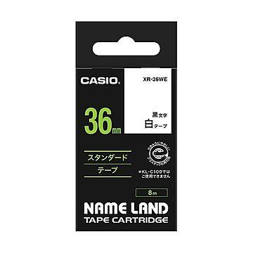 （まとめ） カシオ CASIO ネームランド NAME LAND スタンダードテープ 36mm×8m 白／黒文字 XR-36WE 1個 【×2セット】