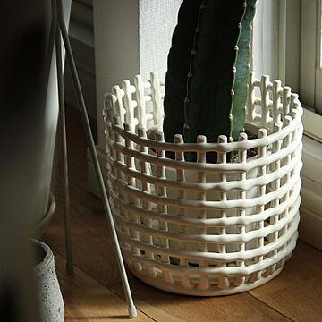 ferm LIVING Ceramic Basket Large 鉢カバー かご