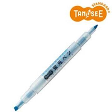 （まとめ）TANOSEE キャップが外しやすい蛍光ペン ツイン 青×10本
