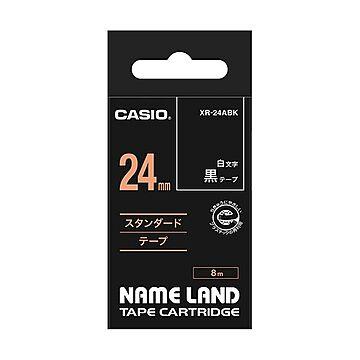（まとめ） カシオ CASIO ネームランド NAME LAND スタンダードテープ 24mm×8m 黒／白文字 XR-24ABK 1個 【×4セット】