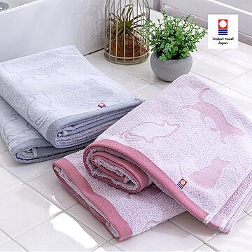 今治産 日本製 バスタオル 4枚セット 猫柄 ピンク 綿100%