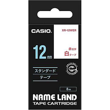 （まとめ） カシオ CASIO ネームランド NAME LAND スタンダードテープ 12mm×8m 白／赤文字 XR-12WER 1個 【×5セット】