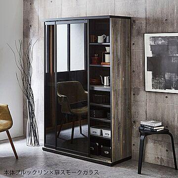 ポエム3 引き戸型食器棚 幅113.5cm 完成品 日本製 レディオーク×ミストガラス