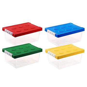 霜山 ブロックおもちゃ収納ボックス M セット4個 赤青緑黄