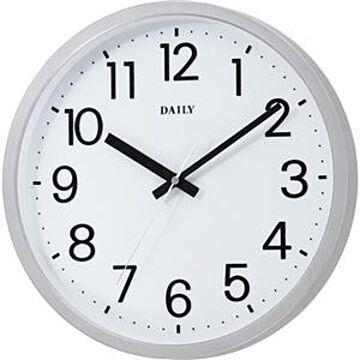 （まとめ） デイリー クオーツ掛時計 フラットフェイスDN シルバーメタリック（文字盤：ホワイト） 4KGA06DN19 1台 【×2セット】