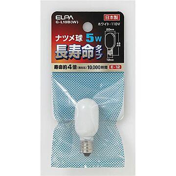（まとめ） ELPA 長寿命ナツメ球 電球 5W E12 ホワイト G-L10B（W） 【×20セット】