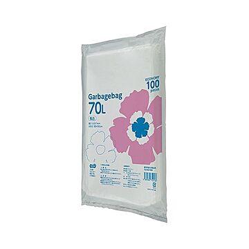 （まとめ）TANOSEE ゴミ袋エコノミー乳白半透明 70L 1パック（100枚）【×5セット】