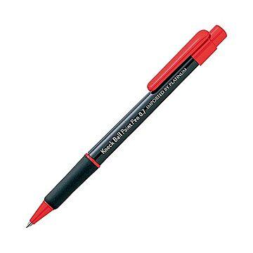 （まとめ） TANOSEE ノック式油性ボールペン 0.7mm 赤 業務用パック 1箱（10本） 【×10セット】