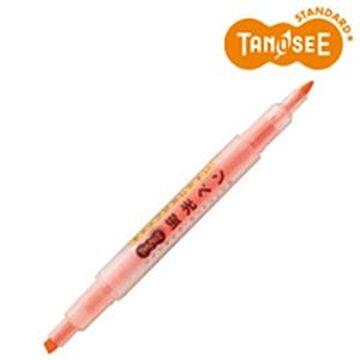 （まとめ）TANOSEE キャップが外しやすい蛍光ペン ツイン オレンジ×10本