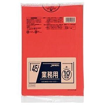 （まとめ） ジャパックス カラーポリ袋 赤 45L CCR45 1パック（10枚） 【×20セット】