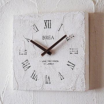 壁掛け時計 おしゃれ しっくい ホワイト 角型 22センチ角 スクエア 壁掛け 木製 漆喰 日本製 BREAブレア