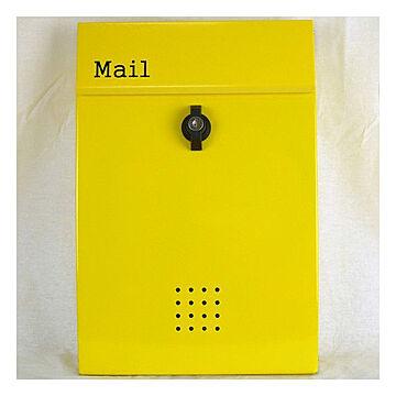 郵便ポスト 郵便受け 錆びにくい メールボックス壁掛けイエロー黄色 ステンレスポスト(yellow)
