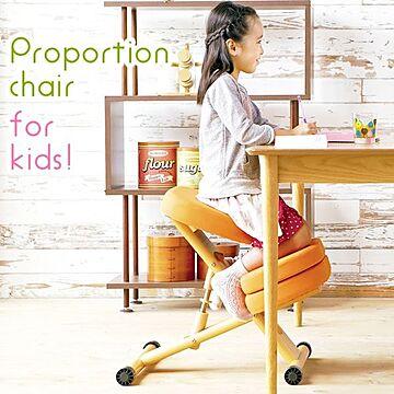 子供用 姿勢矯正チェア オレンジ 木製 天然木 キャスター付き 座面高さ調整可