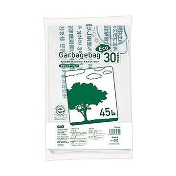 （まとめ）TANOSEE リサイクルポリ袋（エコデザイン）乳白半透明 45L 1パック（30枚）【×20セット】