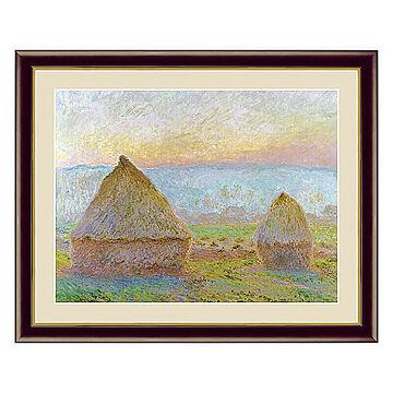 Claude Monet（クロード・モネ） ジヴェルニーの積み藁、夕日 アートポスター（フレーム付き） m10781