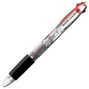 （まとめ） TANOSEE ノック式油性2色ボールペン（なめらかインク） 極細 0.5mm 1本 【×20セット】