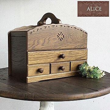 国産　Alice　ソーイングボックス　裁縫箱　ソーイングセット　木製　針箱　日本製
