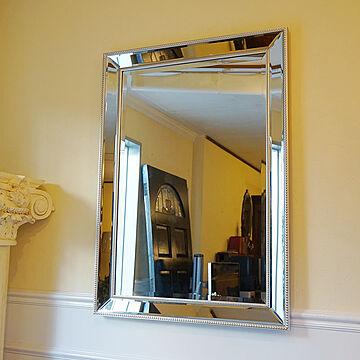 鏡 壁掛けミラー シンプルモダンスタイル 面取り（Lサイズ）エンボス付