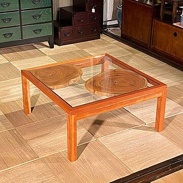天然木 ケヤキ一枚板ガラスローテーブル 国産 日本製