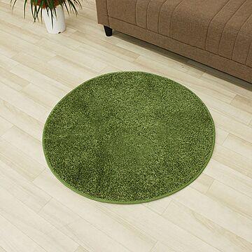 トーホー 円形芝ラグ 直径90cm グリーン 洗える 夏用 室内外用 子供部屋適用 滑り止め付き