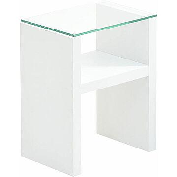 LifeStyleFunFun ROGIC ミニテーブル 幅38cm ガラス ホワイト