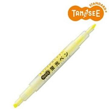 （まとめ）TANOSEE キャップが外しやすい蛍光ペン ツイン 黄×10本