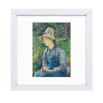 Camille Pissarro（カミーユ ピサロ） 帽子を被った農家の若い娘 アートポスター（フレーム付き） m11449