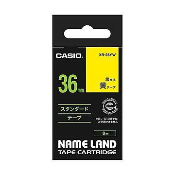 （まとめ） カシオ CASIO ネームランド NAME LAND スタンダードテープ 36mm×8m 黄／黒文字 XR-36YW 1個 【×2セット】