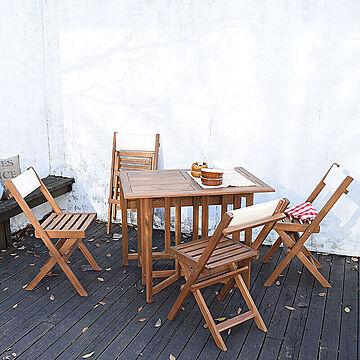 Shiaz（シャズ） 天然木折りたたみテーブル5点セット m11622