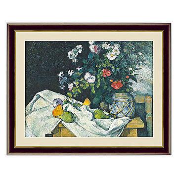 Paul Cezanne（ポール・セザンヌ） 花と果物のある静物 アートポスター（フレーム付き） m10839