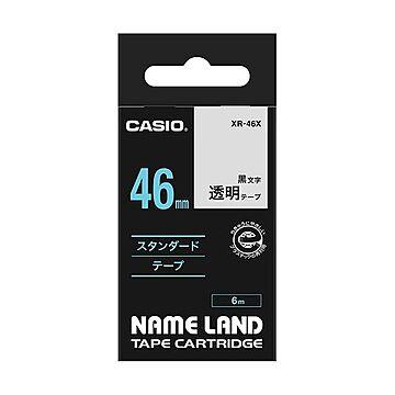 （まとめ） カシオ CASIO ネームランド NAME LAND スタンダードテープ 46mm×6m 透明／黒文字 XR-46X 1個 【×2セット】