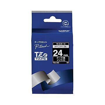 (まとめ) ブラザー BROTHER ピータッチ TZeテープ ラミネートテープ 24mm 黒／白文字 TZE-355 1個 【×10セット】