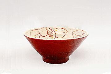 わたしのご飯茶碗 200kcal 蔵珍窯 赤巻彩り椿 小椀 和風 茶碗 食器 健康 HＥ-8Ｃ