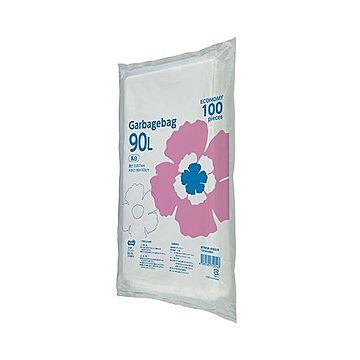 （まとめ）TANOSEE ゴミ袋エコノミー乳白半透明 90L 1パック（100枚）【×5セット】