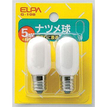 （まとめ） ELPA ナツメ球 電球 5W E12 ホワイト 2個入 G-10B 【×25セット】