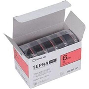キングジム テプラ PROテープ/ラベルライター用テープ 幅：6mm 5個入り カラーラベル(赤) SC6R-5P